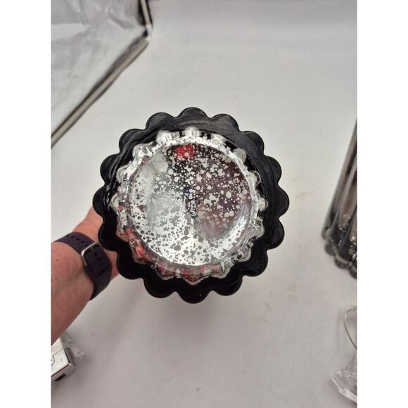 Illuminated Mercury Glass Hurricanes by Valerie 8' set of 2 Midnight - Picture 6 of 11